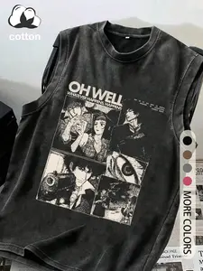 Men's Cotton Vintage Distressed Sleeveless T-Shirt, Casual Summer Round Neck Top for Ages 13-44, Stylish Fashionable Apparel