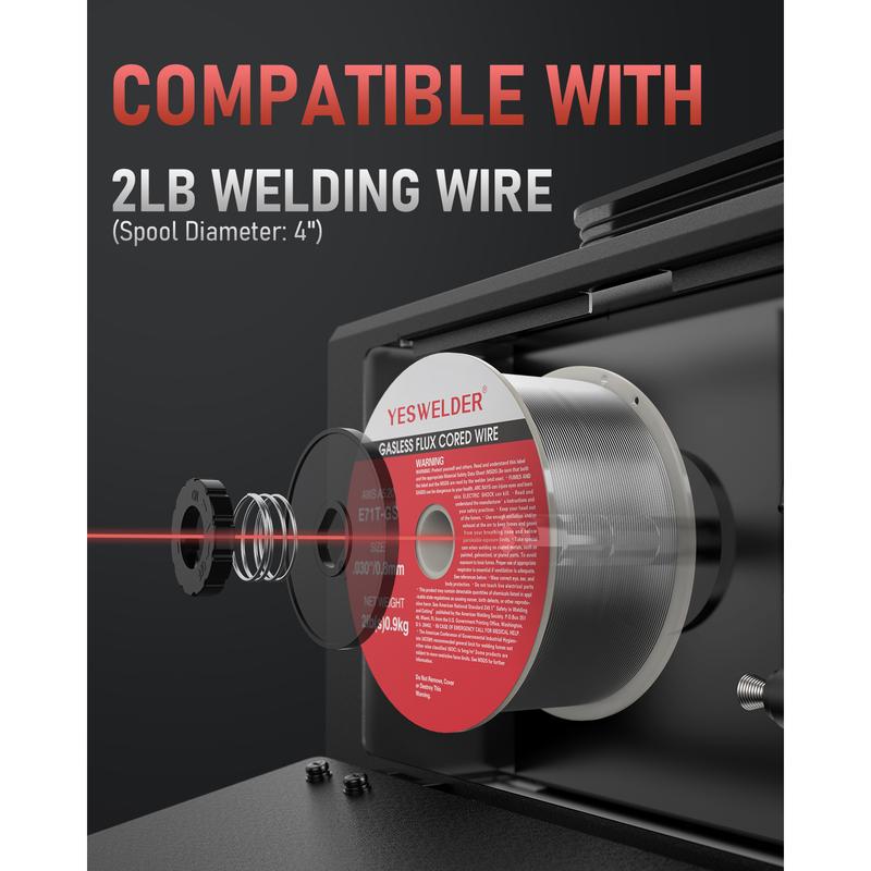 YesWelder FLUX-135MINI 135A 110V Gasless MIG Welder | 3-in-1 Flux Core/Lift TIG/Stick Inverter Welding Machine with Synergic Control