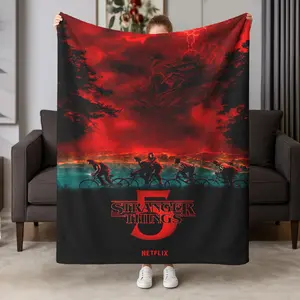 1pc Stranger Things Flannel Blanket, Ultra Soft Warm Sofa Bed Throw, Home Decor Bedding Accessory, Ideal Gift for Family Friends