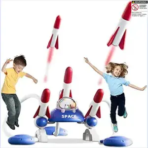 [Rocket Launching Toy Set] Manual Pedal- Rocket Launch Toy with Colorful Plastic Rockets - Outdoor Sport/ Rocket System, Foot- Launch for &, /Easter/Christmas/Halloween Gift, Flying Toy Games for Kids