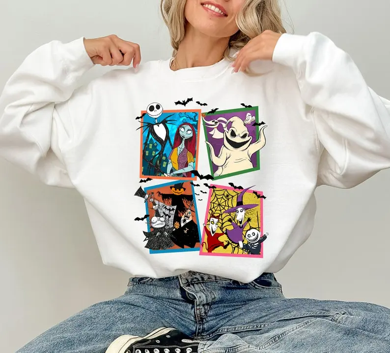 Characters The Nightmare Before Christmas Halloween Shirt,  Family Matching Shirt, Jack Skellington Sally Shirt, Halloween Christmas Party Outfit, Halloween Matching Family Shirts, Very Merry Party 2024 Shirt, Halloween Gift Cotton , Ghost, Summerween Wom