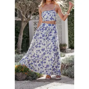 Kristy Maxi Skirt Set - Cream Floral