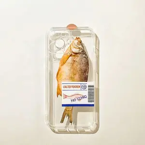 A Transparent Full-Cover TPU Phone Case with Humorous and Funny Salted Fish Pattern, Suitable for iPhone 17 Air/16 Plus/15 Pro Max/14 Pro/13/12/11/XS Max/X Phone Case, Ideal Gift for Family, Friends, Lovers, and Girlfriends during Festivals TMZB55