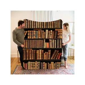 Vintage Antique Leather-Bound Bookshelf 3D Visual Illusion Creative Hidden Door Decorative Wall Mural Decal