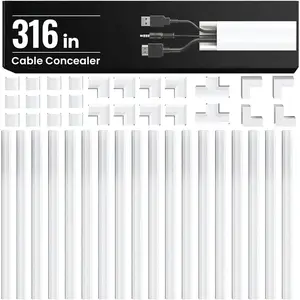 Hider Wall 306" -  Raceway Cord Hider - Wire Covers for Cords  Wall, Cord Cover, Wall  Hider,  Concealer, Wire Hiders for TV  Wall Management-20X (L16 W0.95 H0.5) - White