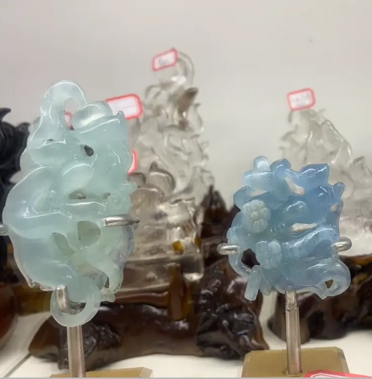 Fluorite Crystal Carving, Decorative Stone Figurine for Home & Office Display, Gift for Crystal Collectors