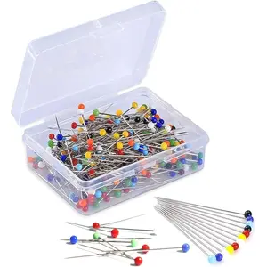 100 count Sewing Pins for Fabric, Straight Pins Sewing with Pearlized Colored Heads, Quilting Supplies, , Stick, Corsage,
