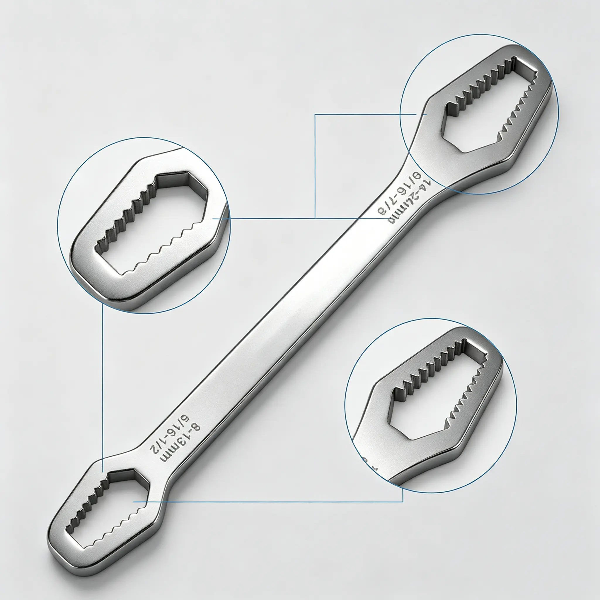 8-24mm Double-Ended Wrench with Hexagonal and Square Heads for Versatile Use in Tight Spaces