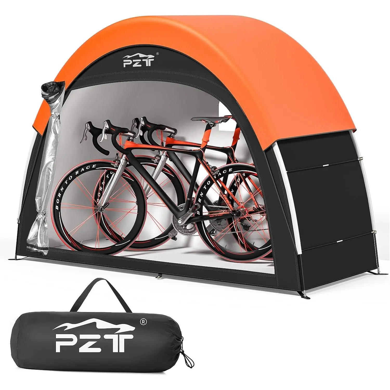 Upgraded Bike Tent with Rain Cover, Portable Outdoor Storage Shed for 2-3 Bikes, 210D Oxford Fabric PU4000 Waterproof Bike Cover for Motorcycles, Garden Tools, Lawn Mower
