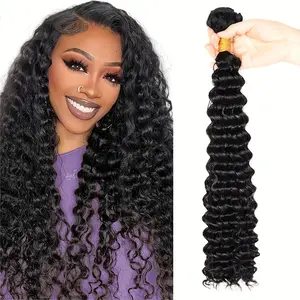 2025 NEW Wholesale 36 Inch 1pc/Package Deep Wave Single Bundle Unprocessed Brazilian 1 Bundle/100g Deep Wave Hair Weave Bundles Deep Curly Human Hair Bundles Natural Color