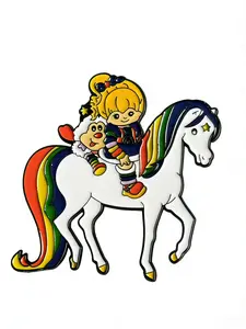 Rainbow Princess Badge, Vintage Cartoon Design, Classic My Little Pony Image, Retro Style Backpack Decoration, Collectible Gift