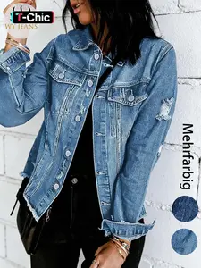 Women's Fitted Long Sleeve Button Front Jacket Coats, Casual Plain Design, All Season Wear, Essential Fashion Item for Every Wardrobe, Womenswear
