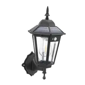 Solar Motion Sensor Wall Lantern 4 Modes Waterproof Vintage Style for Front Door Patio IP65 Rated 12-Hour Solar Power Tool-Free Install Automatic Lighting Light Strip Work Desktop Light Bulb Holder Spot Flood Combo DIY Craft Crystal Quartz rechargeable