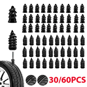 60/30Pcs 2-Size Tire Repair Screws Plugs, Self-service Tyre Repair Vacuum Rubber Nails Kit for Car/Motorcycle/Truck/Tractor Puncture Fast Tyre Repair Supplies