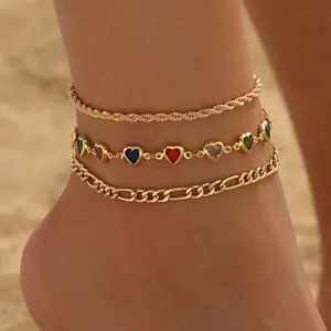Chain Pendant Anklets - Dainty Adjustable Double-Strand Fashion Anklets, Lightweight Costume Jewelry Accessory for Beach, Chic Elegant Fashion Accessory