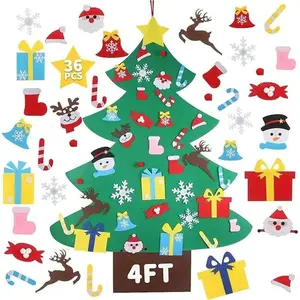 THE WELL KEPT 4ft Felt Christmas Tree for Toddlers with 36pcs Ornaments, Velcro Montessori DIY Xmas Decorations - 4 Feet