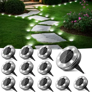Mini Solar Ground Lights, Flat Solar Disc Lights Outdoor Waterproof Solar Led Patio, 2.3 Inch Small Solar Garden Lights Landscape Lighting for Outside Pathway Garden Yard Lawn Walkway