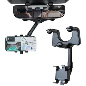 IMOLI 360° Rotating Rearview Mirror Phone Holder: Retractable, Durable, Strong Grip, Detachable Universal Design - Suitable For Most Mobile Phones
