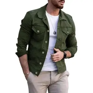 Men's denim jacket casual regular fit button long sleeved denim truck jacketRAIMENTRY