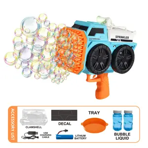 Kids Bubble gun, Sprinkler bubble machine, bubble solution, bubble machine for outdoor activities Suitable for 3 4 5 6 7 8 9 10 years old Boy Girl Child birthday (blue)