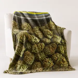 Funny Green Plant Pattern Throw Blanket Soft Cozy Plush Blanket for Couch Bed Lightweight Warm Blankets Gift for Adults
