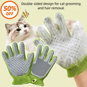 Pet Grooming Glove for Cats & Dogs - Soft Silicone Brush for Daily Grooming & Deshedding, Removes Loose Fur, Shedding Hair & Dirt, Provides Relaxing Massage to Keep Home Cleaner & Pets Happier