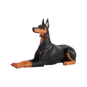 JXK Dog Statue Dobermann Dog Figurine for Desktop Decor Durable Polyresin with Intricate Details Gifts for Women Mom Birthday