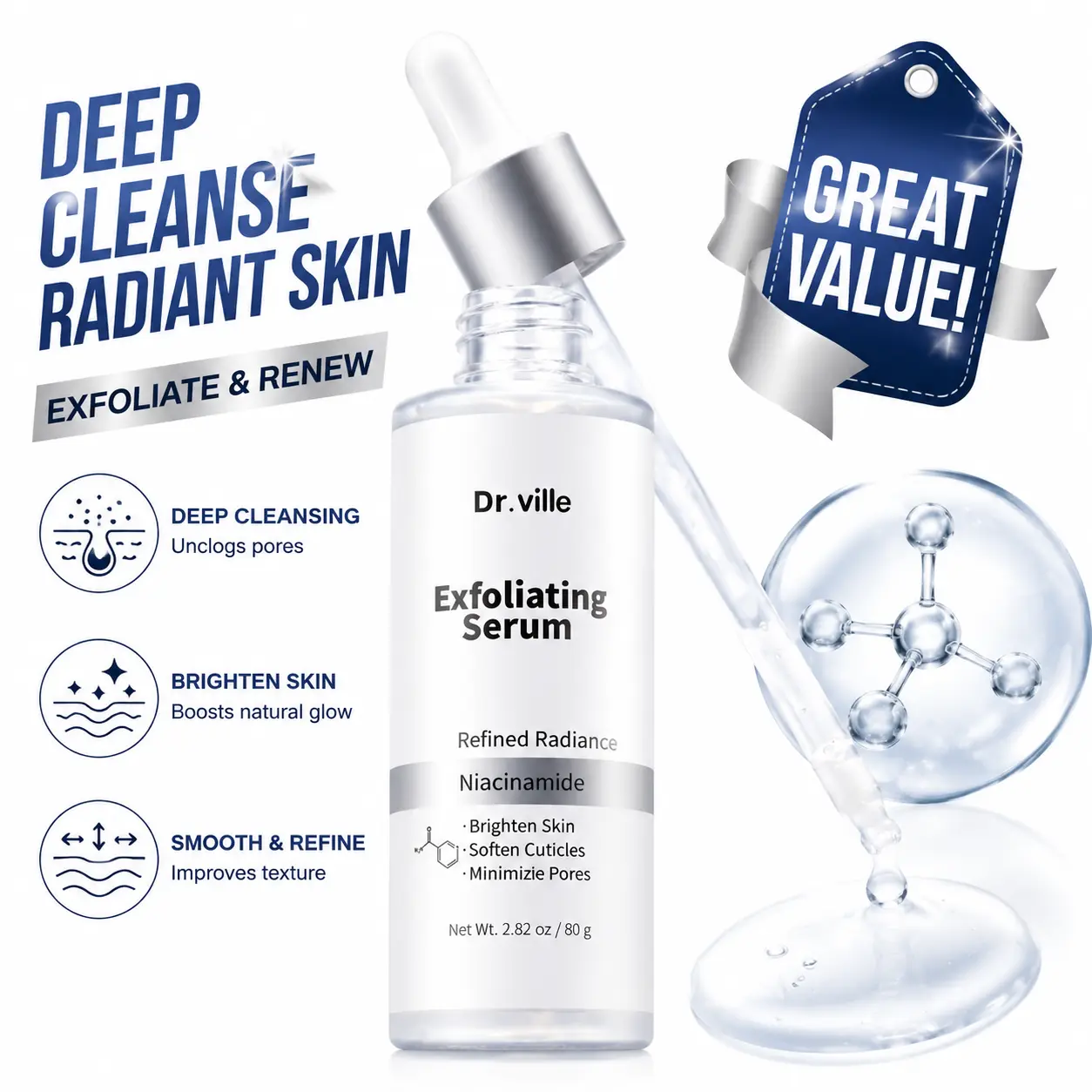 Peel Shot Glow Ampoule, Exfoliating and Brightening Peeling Serum that Minimizes Pores for a Smoother Skin Texture, For All Skin Types, Pore, Gentle, Blackhead Removal, Glow Up, Skin Transformation-A