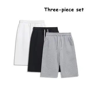 Men’s Summer Solid Color Streetwear Casual Straight-Leg Loose Three-Pack Knee-Length Shorts