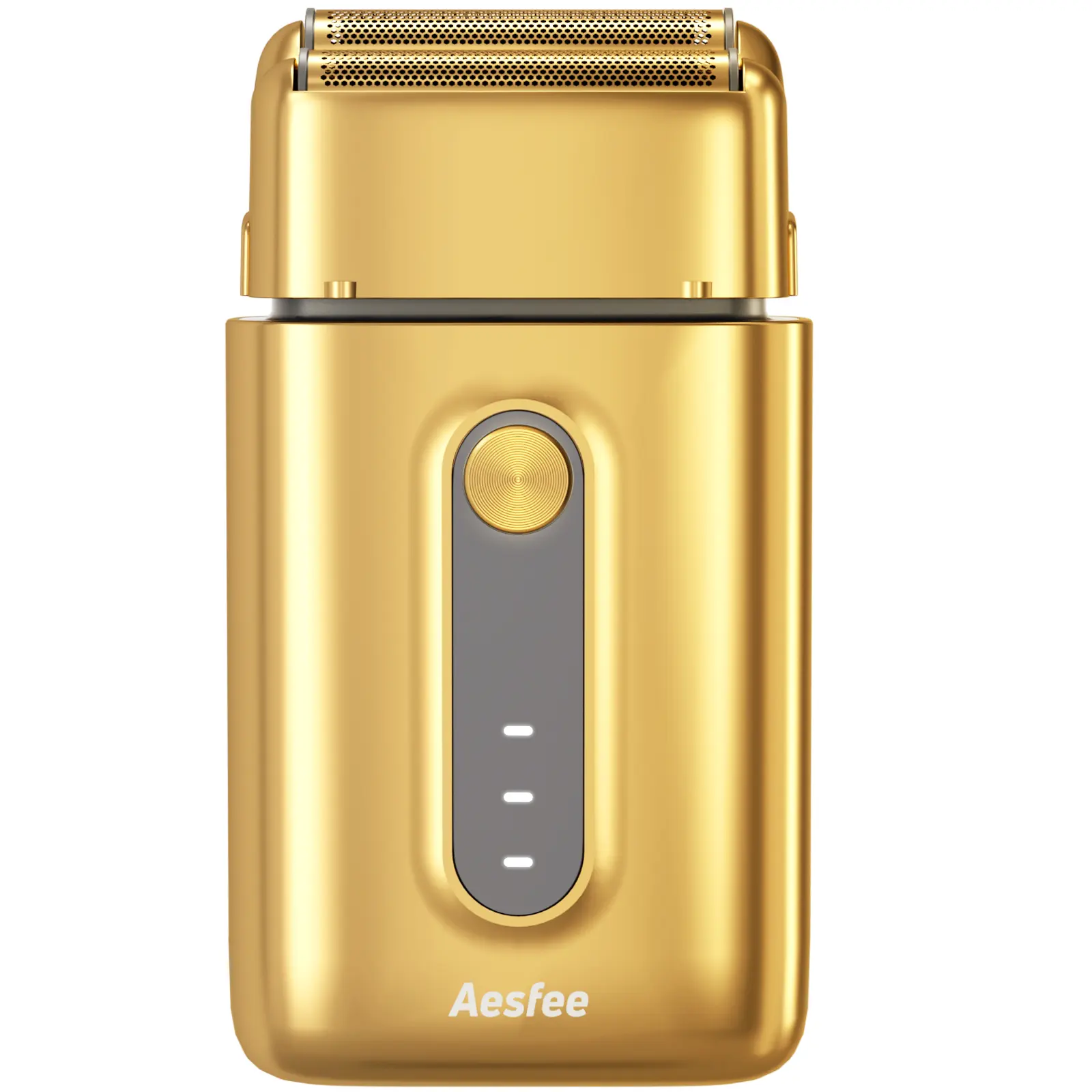 Aesfee Gold Electric Foil Shaver for Men, Cordless Waterproof Razor for a Close, Smooth Shave on Face, Head & Stubble, USB-C Rechargeable Battery, Close Shave, Batteries, 1400Mah, Dual Blades, Removable, Body, Usb-C Charge, Cleaning Brush, Daily Care, Det