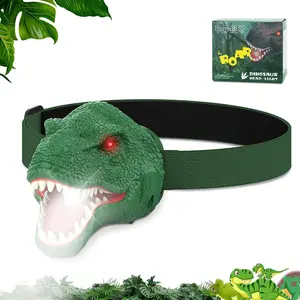 GJ P-MTS040   Dinosaur Headlamp for Kids Flashlight Led Headlights Roar & Silent Mode, T-Rex Dinosaur Toys for Kids 3-5 4-6 5-7 6-8, Camping Gear, Easter Gifts for Boys Girls Adults