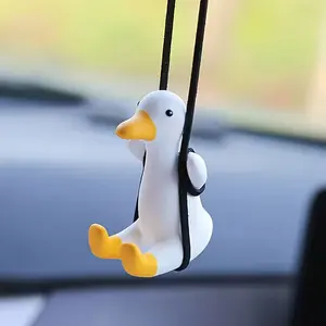 1 car hanging ornament, swinging duck car rearview mirror decoration accessory