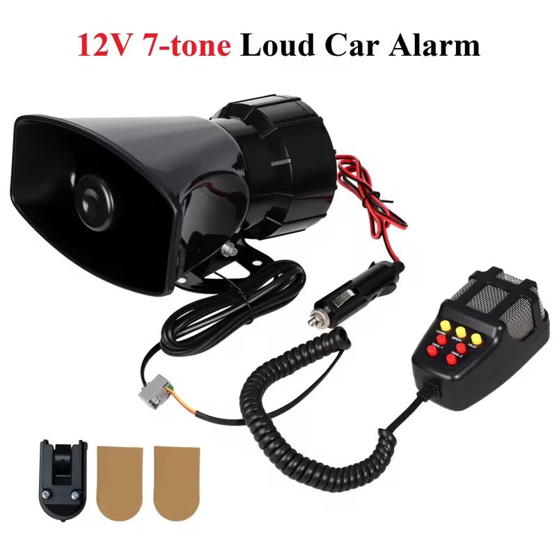 12V 135db Boat Motorcycle Car Horn Seven-tone Loudspeaker Car-mounted Speaker,Cigarette lighter connection Horn Loudspeaker Alarm Horn, Car Electric Vehicle Alarm Horn Patrol Motorcycle Electric Bike.