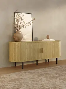 ONBRILL 55"/63" Gorgeous Fluted TV Stand for TVs up to 60/70 Inch, Modern Entertainment Center with Power Outlet & Adjustable Shelves Storage for Living Room, Media Console,Bedroom Furniture,Christmas Gift