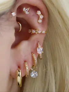 Star & Moon Design Earrings Set, Earring Stack, Fashionable Earrings for Women & Girls, Casual Jewelry for Party, Daily Clothing Decor, Trendy All-match & Exquisite Jewelry for Gift, Earring Stacking Set