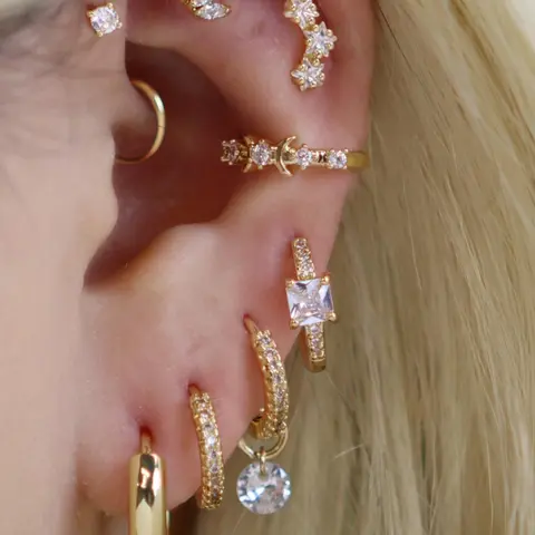 Star & Moon Design Earrings Set, Earring Stack, Stackable Earrings, Fashionable Earrings for Women & Girls, Casual Jewelry for Party, Daily Clothing Decor, Trendy All-match & Exquisite Jewelry for Gift, Earring Stacking Set, Ear Accessories