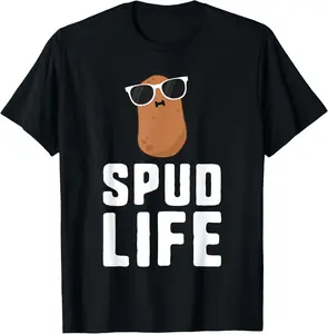 Spud Life Funny Potato Food Humor Vegetable Gift T-Shirt Pure Cotton Graphic Tees Menswear Top: Gifts for Men & Women