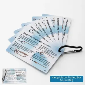 6 Fishing Knot Tutorial Cards, 12 Essential Knots, Waterproof PVC with Clip, Portable Fishing Gear, Ideal for Anglers and Fishing Tools
