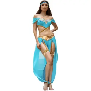 S-XL Sexy Cos Costume Festival Party Costume Aladdin Princess Jasmine Theme Dress Halloween Costume Dress Women's Pants Polyester Cowboy Savage