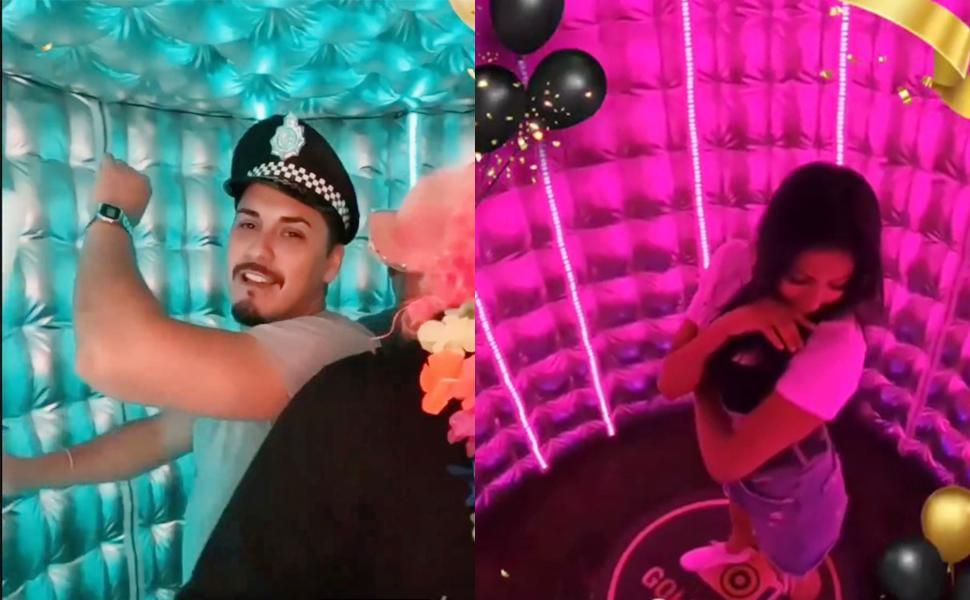 SAYOK 10ft Diameter Round Inflatable LED 360 Photo Booth Enclosure with LED Lights & Blower, 360 Photo Booth Backdrop for Wedding, Party, Birthday, Exhibition