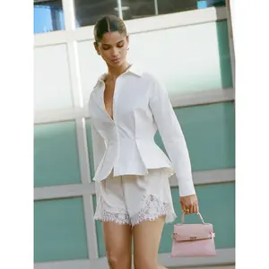 Cider Ruched Peplum Long Sleeve Blouse