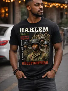 Harlem Hellfighters-369th Infantry Regiment, made to order, DTG, menswear, military history T-shirt, Service Without Spotlight, black history