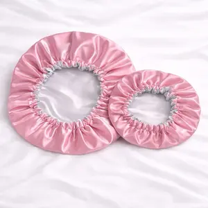 Handmade Pink Silver Reversible Satin Bonnet