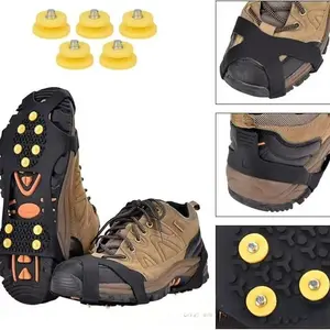 Tankye Ice Crampons Anti-Slip Shoe Covers - Lightweight 10-Tooth Spiked Sole Gadget with Chain Laces, for Winter Hiking, Snowy Terrain Ice Grip