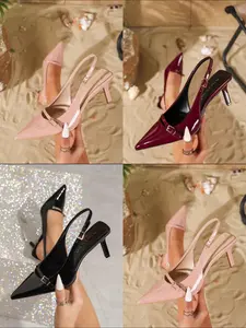 Elegant Pointed Toe Slingback Heels for Women – 2.75 Inch Thin Heel Patent Leather Pumps