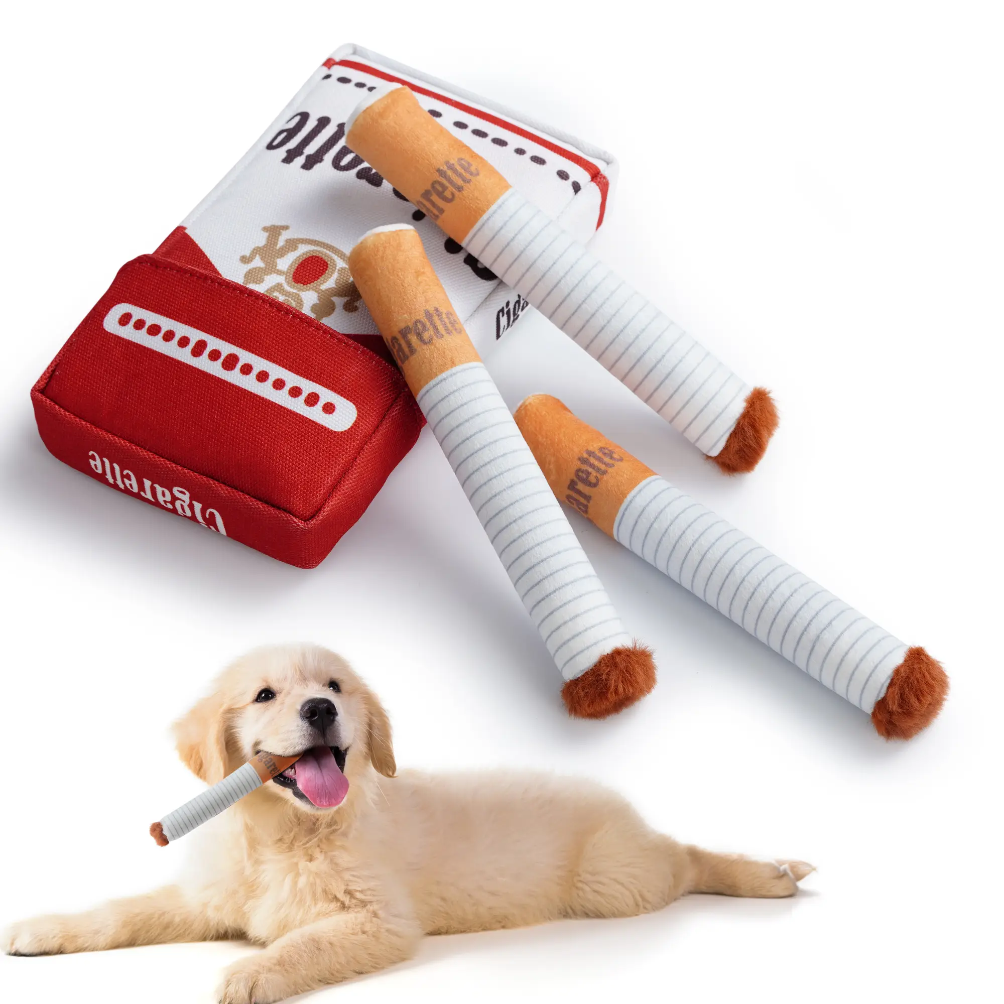 Nocciola 3 Packs Squeaky Puff Stick Toys with a Box Upgraded Version, Funny Interactive Dog Toys, Puppy Toys for Small to Medium Breed Interactive Cig
