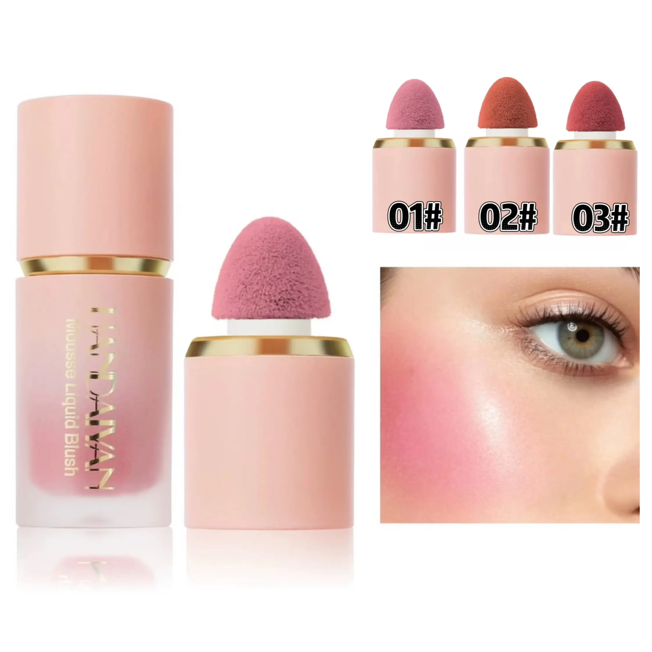 3-Color Liquid MattePowder Blush with Jojoba Oil, Long-LastingNatural Matte Look, Mini Glass Bottle TravelSize, Combination Skin-Friendly, SmoothBlending Brightening Youthful Cosmetic forHome & Any Occasion (Single Item)