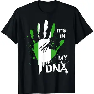 [Pure Cotton Graphics Tee] Nigeria IT'S IN MY DNA Shirt Nigerian Flag Proud Fingerprint T-Shirt