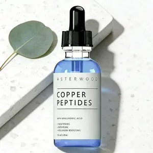 Asterwood Copper Peptide Serum with Hyaluronic Acid for Face Tightening & Repair 3-Pack GHK-Cu Peptides Fragrance-Free Collagen Boosting for Sensitive Skin