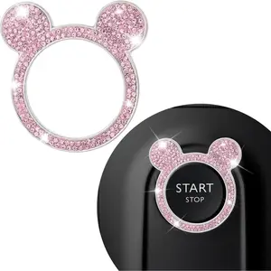 Bling  Push Start Button Cover, Bling  Accessories for Women, Auto Accessories Rhinestone Key  Knob Ring, Engine Start Stop Button Decor Ring Cover for Women Girls ()